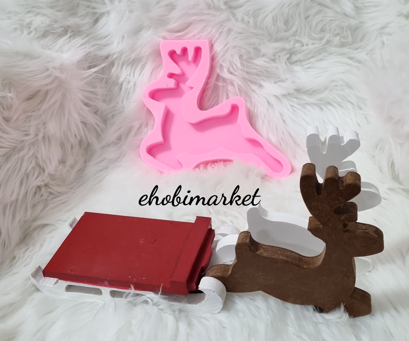 Kizak çeken geyik silikon kalip