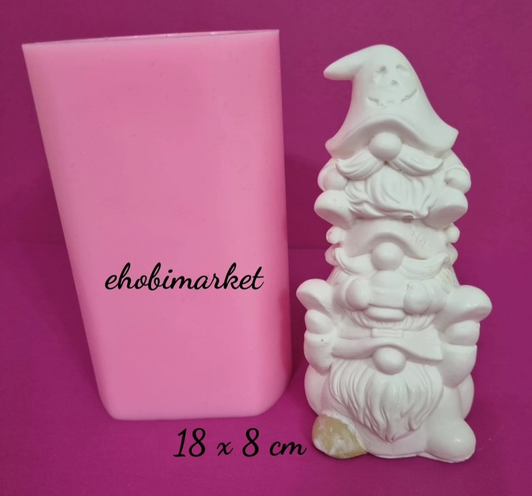 Şapkalı 3lü gnome noel babalar silikon kalıp