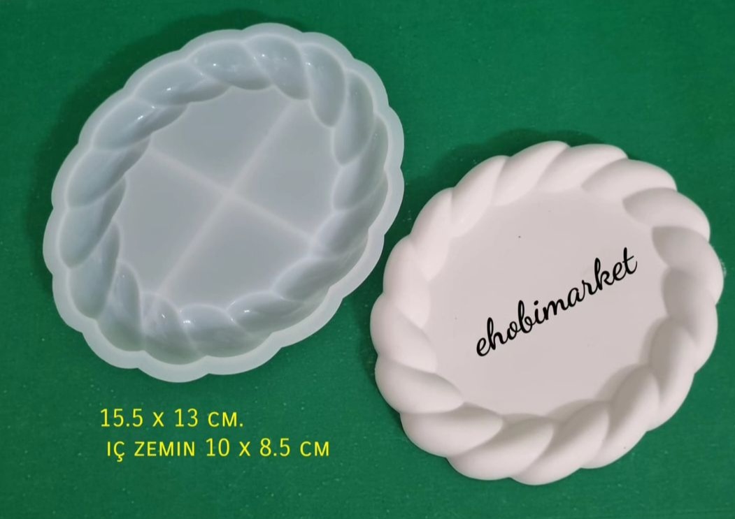 Oval kenarlı desenli sunum silikon kalıp 