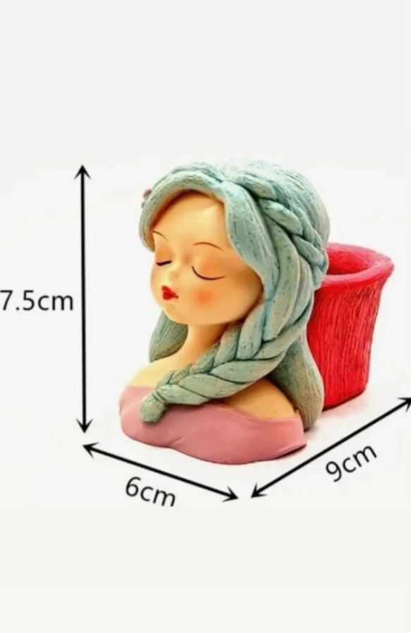 Örgü saçlı kız saksı silikon kalıp